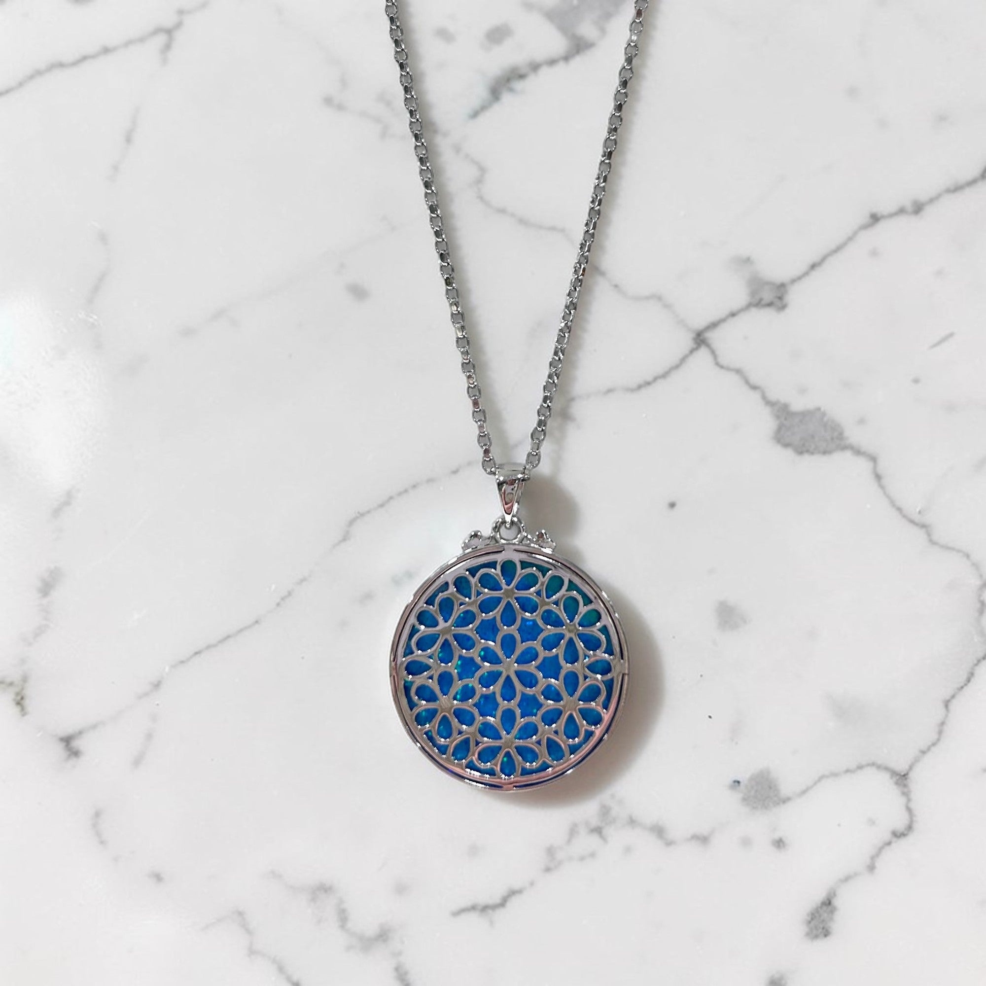 Sterling Silver Filigree Opal Necklace
