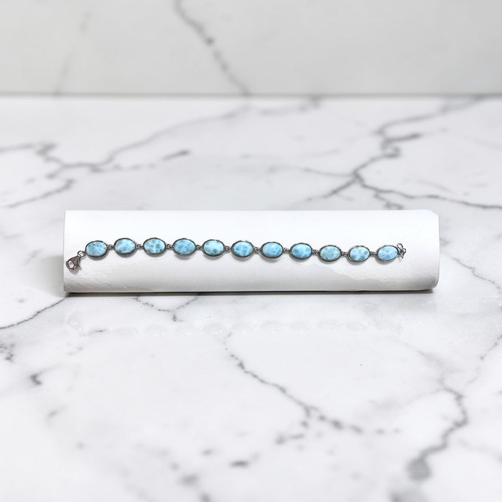 Sterling Silver Oval Larimar Bracelet
