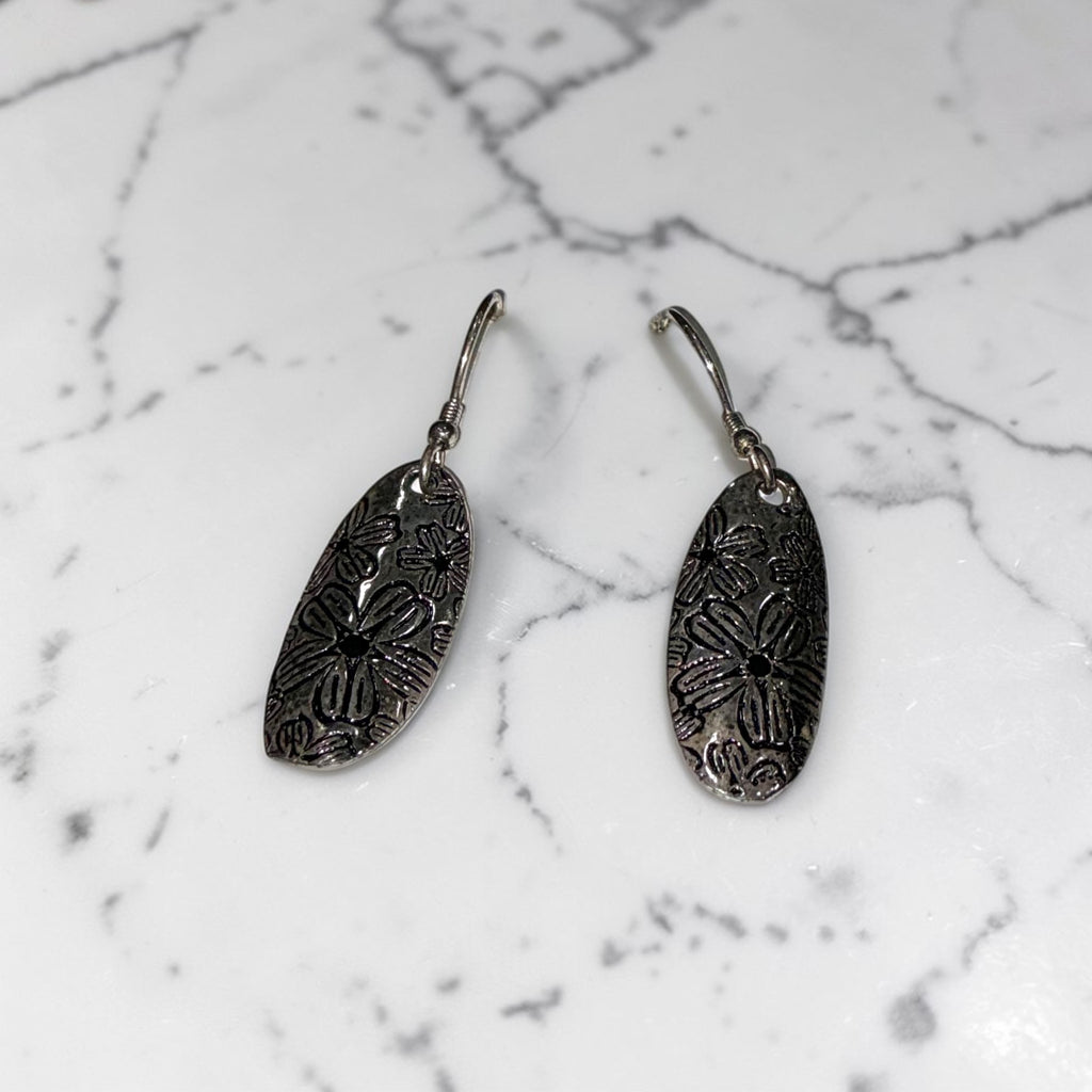 Sterling Silver Floral Dangle Earrings