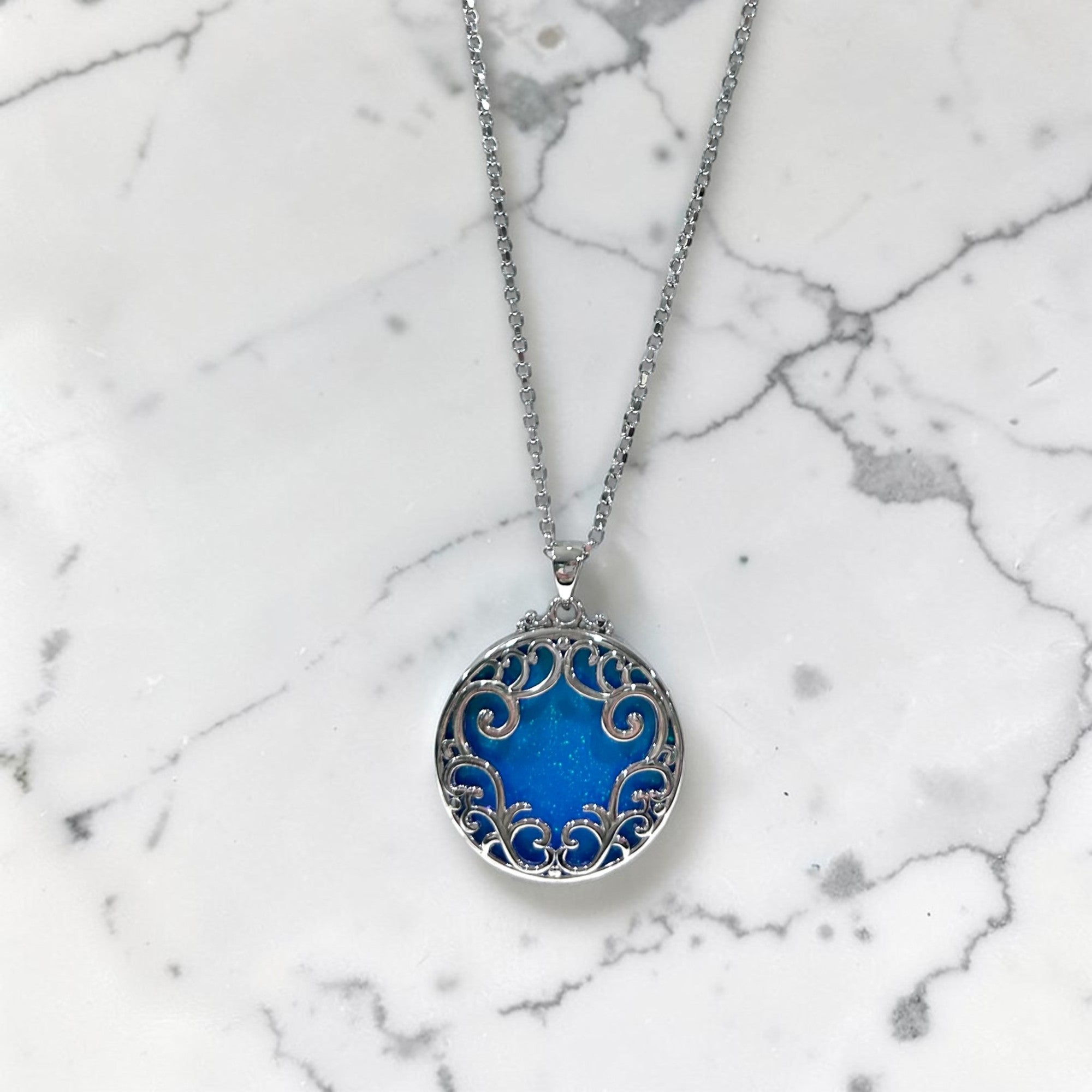 Sterling Silver Filigree Opal Necklace