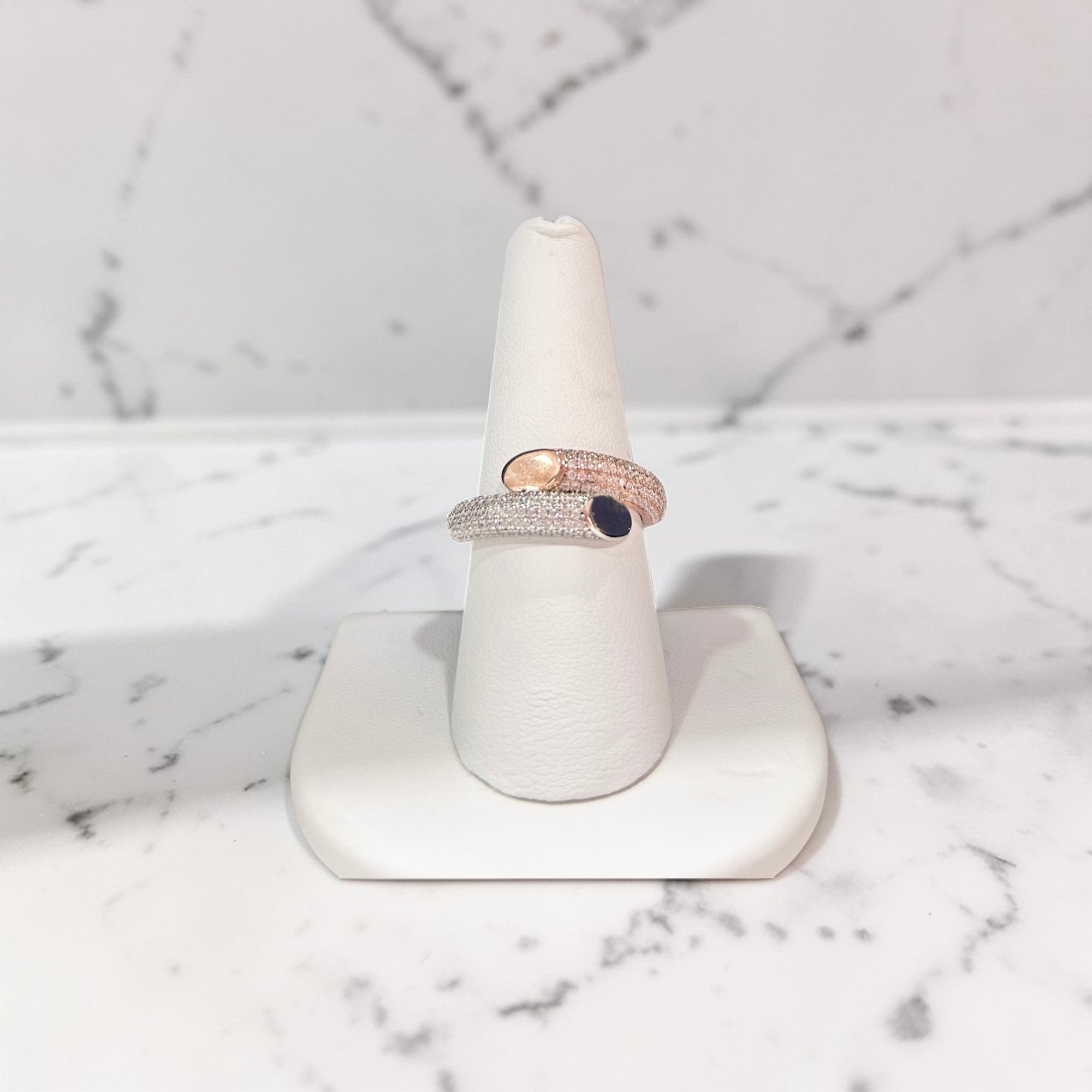 Sterling SIlver Two Tone Pave' Ring