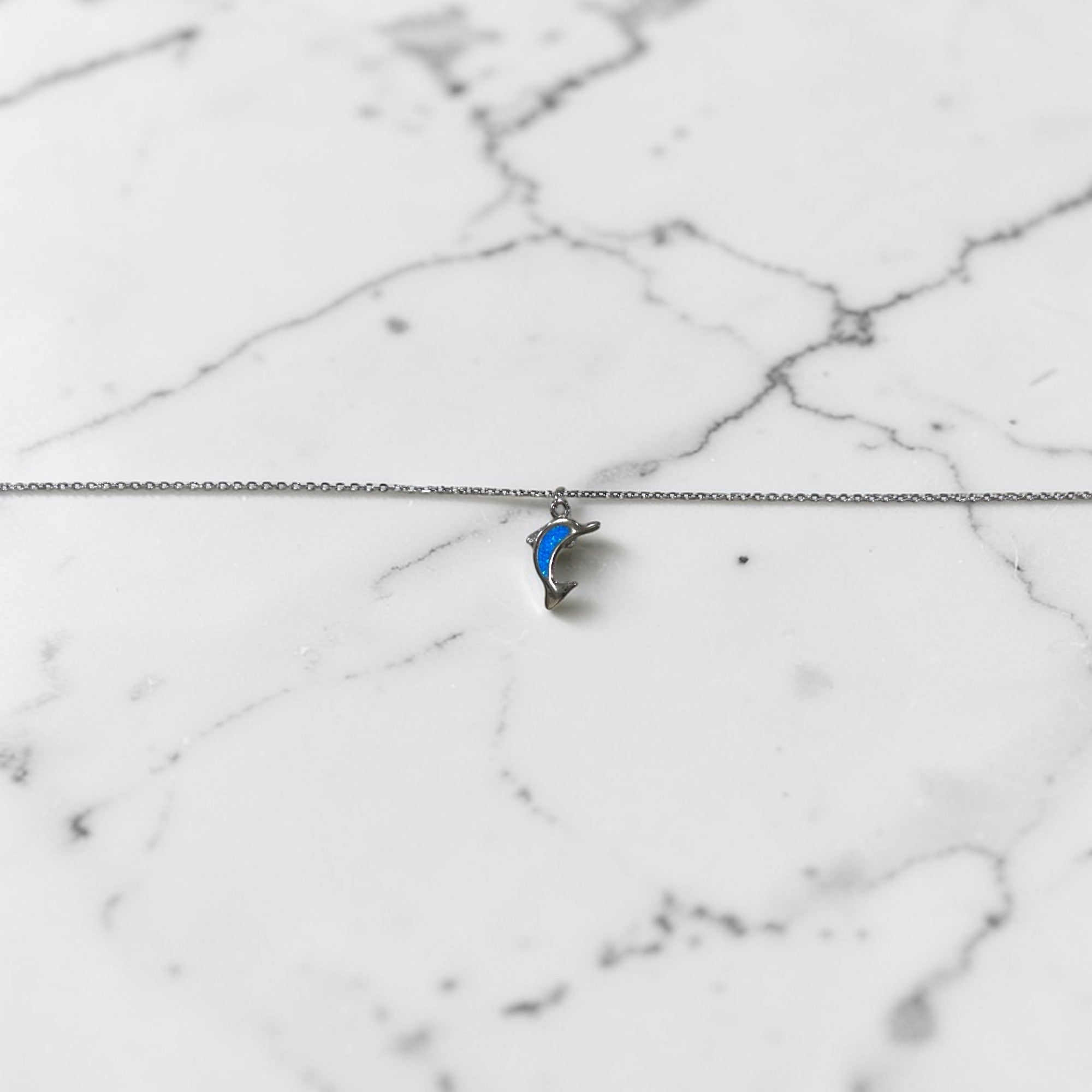 Sterling Silver Opal Dolphin Anklet