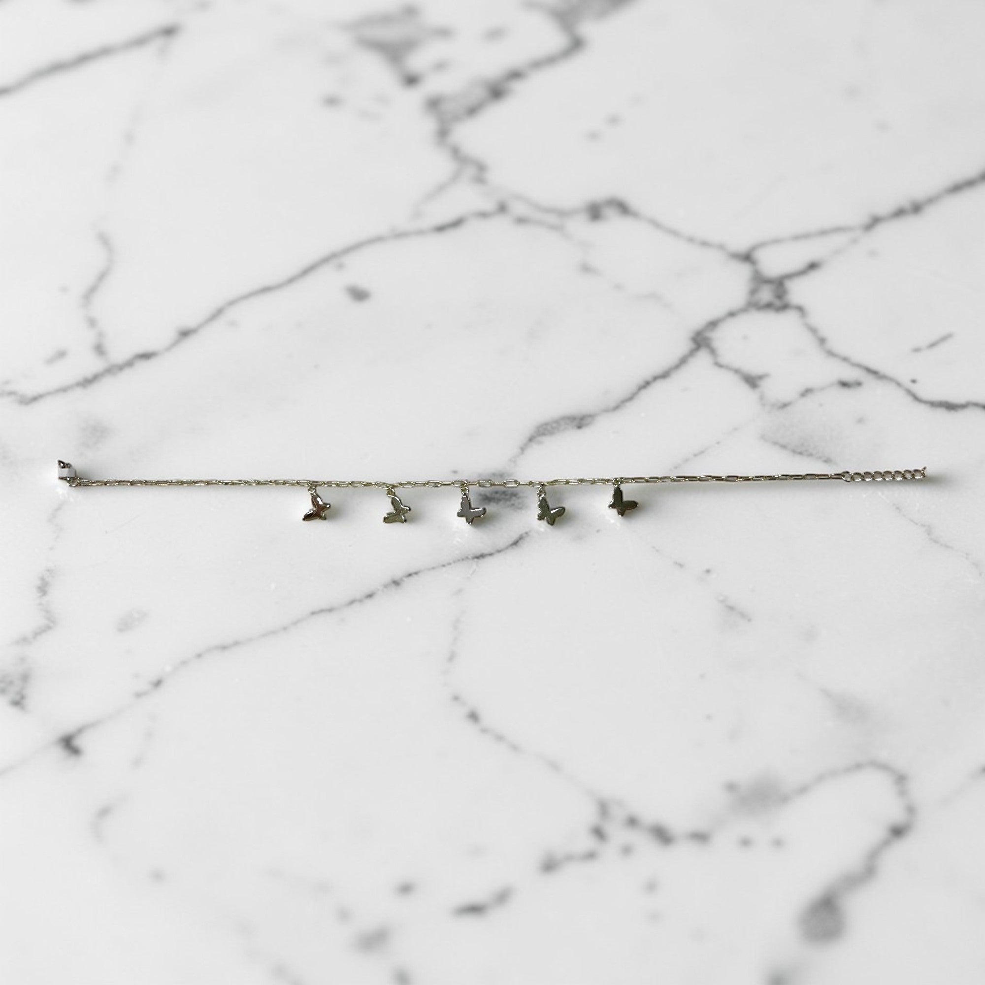 Sterling Silver Butterfly Charm Anklet
