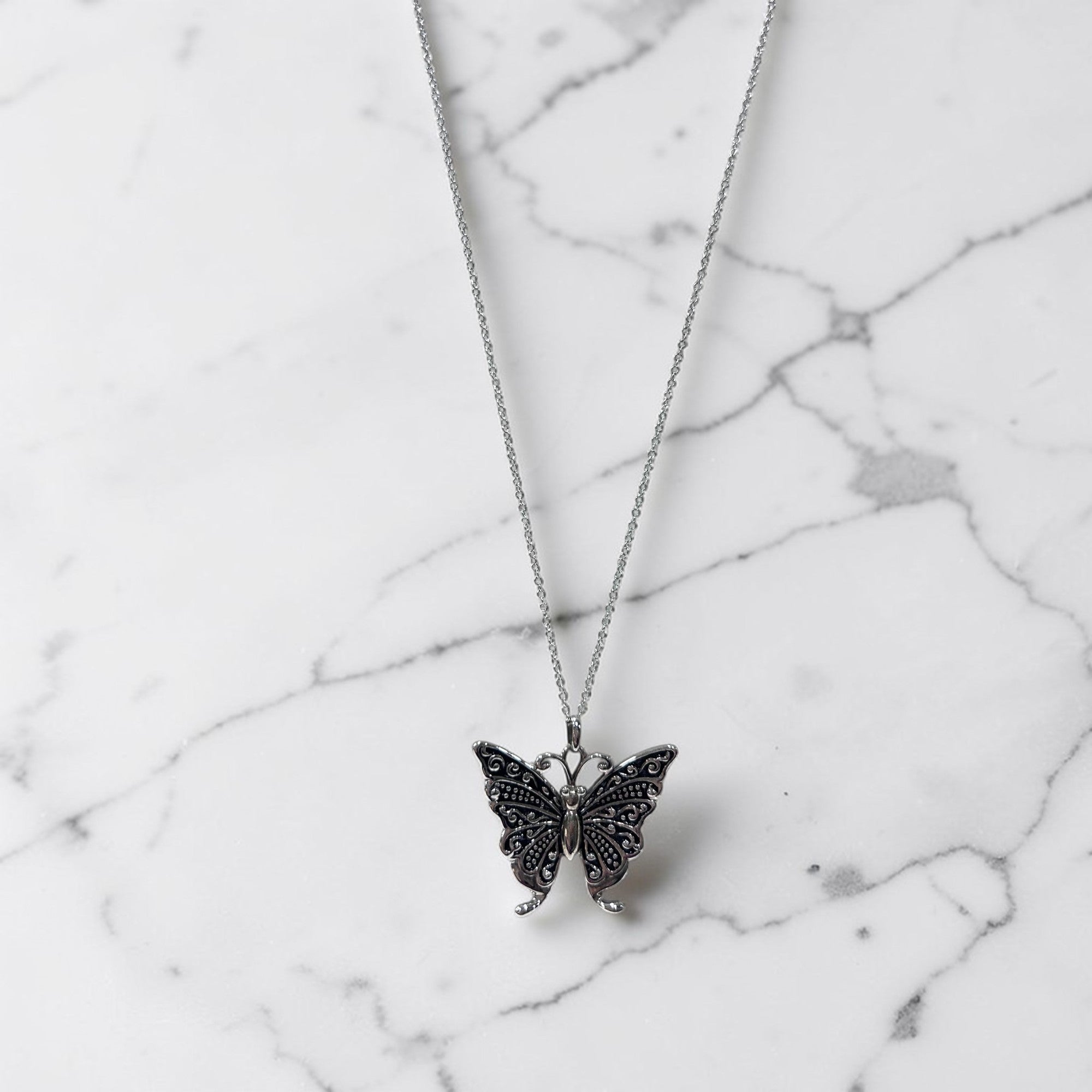 Sterling Silver Butterfly Pendant Necklace