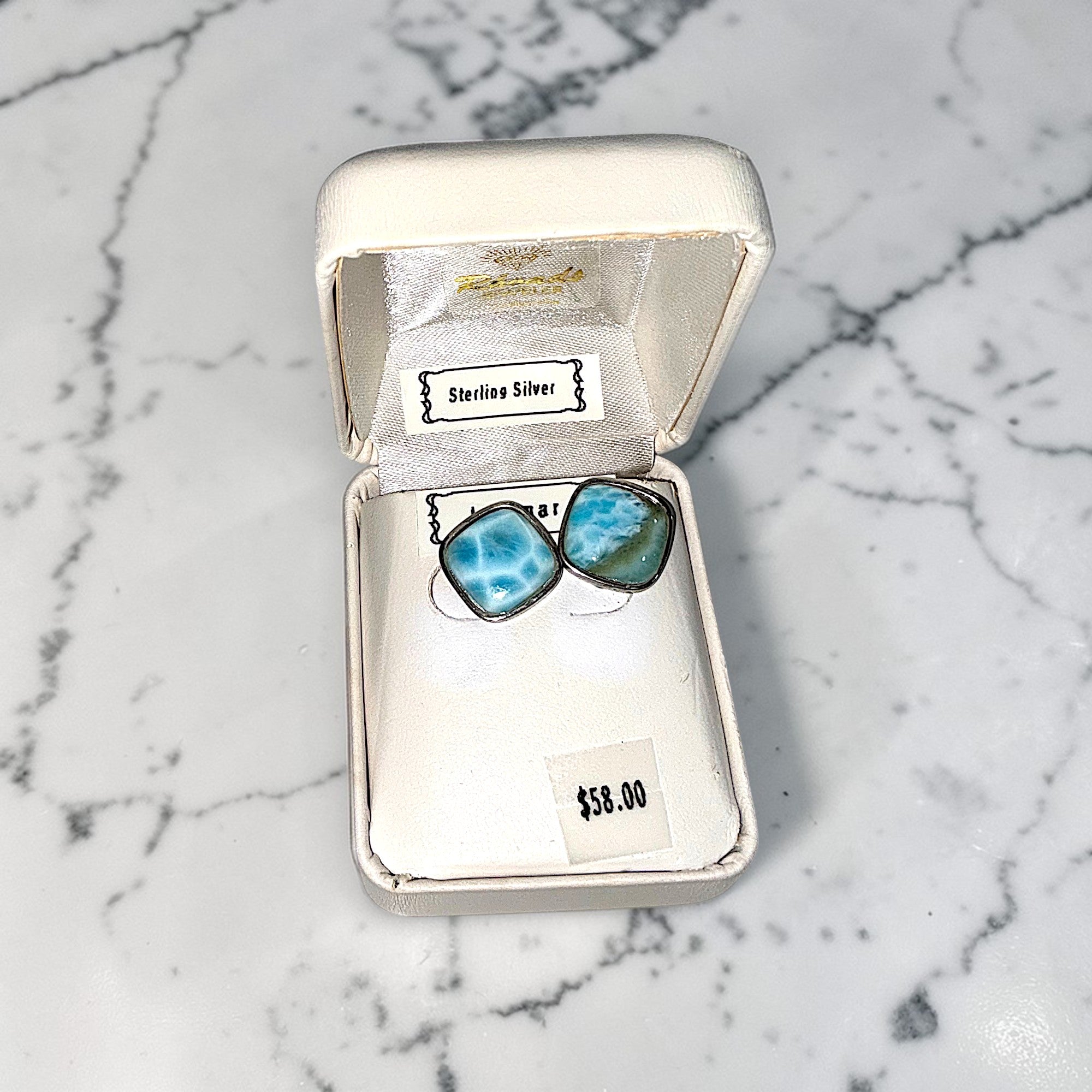 Sterling Silver Larimar Earrings