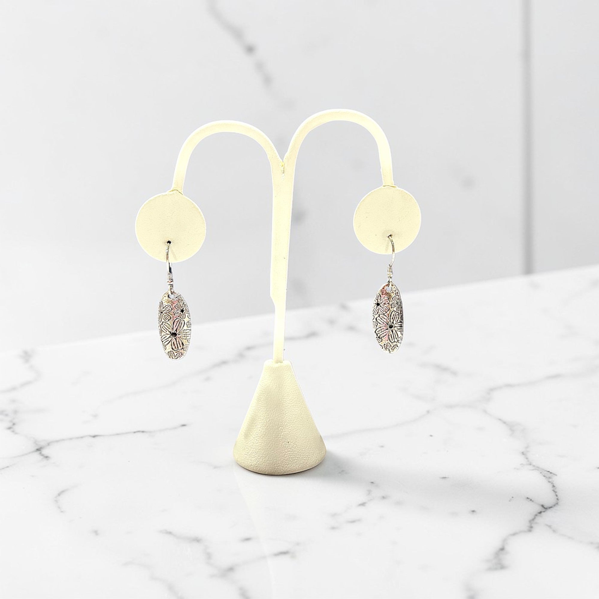 Sterling Silver Floral Dangle Earrings