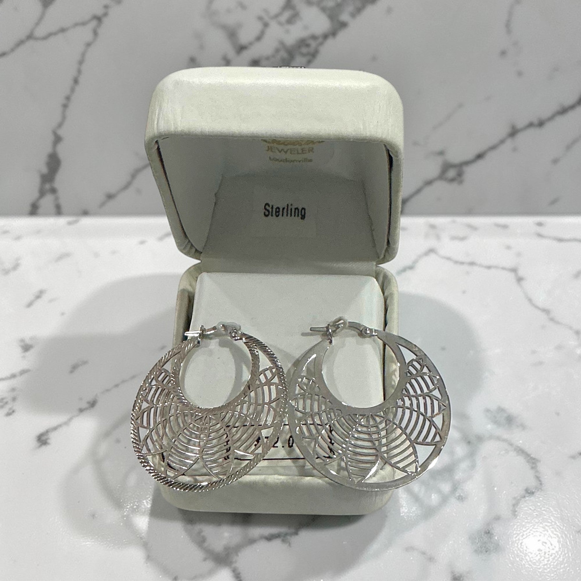 Sterling Silver Leaf Hoop Earrings