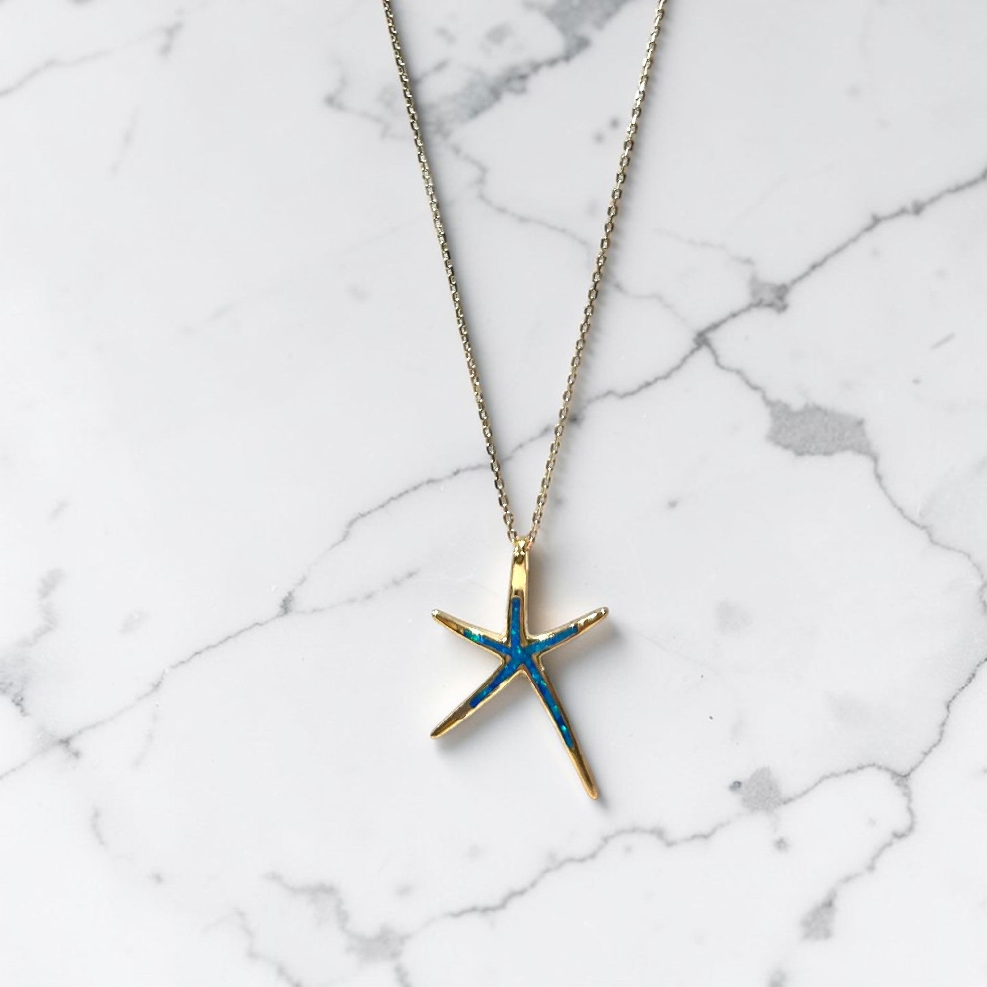 Gold Plated Opal Starfish Necklace
