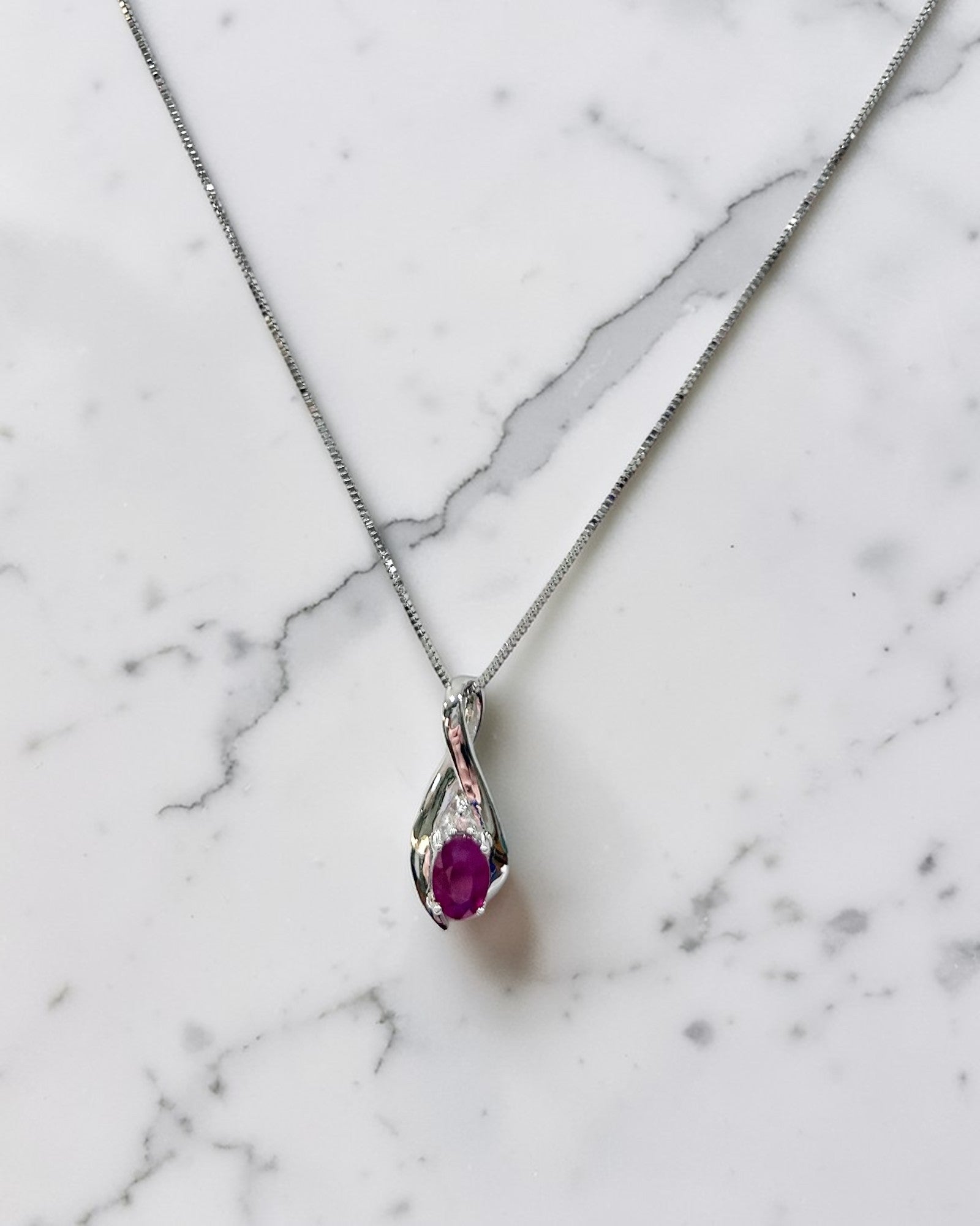 White Gold Ruby Pendant Necklace