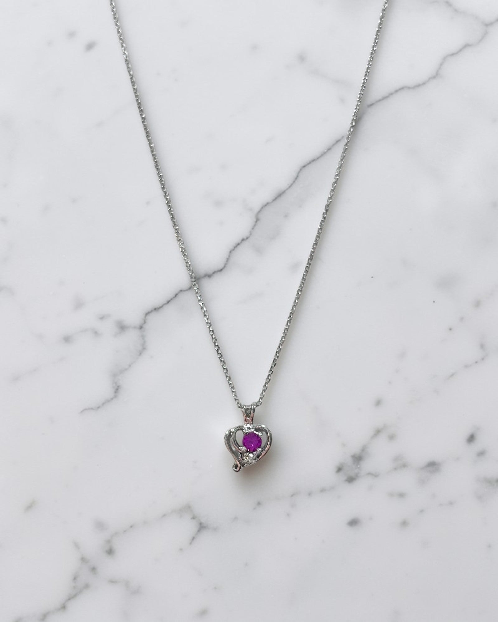 White Gold Ruby Pendant Necklace