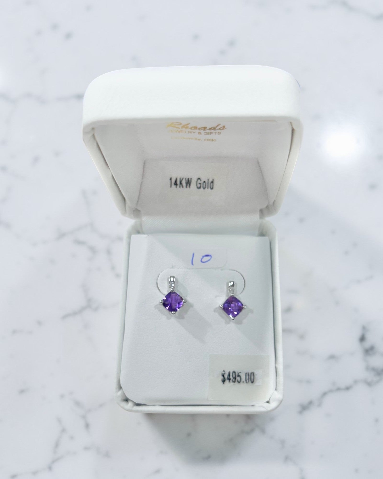 White Gold Amethyst Earrings