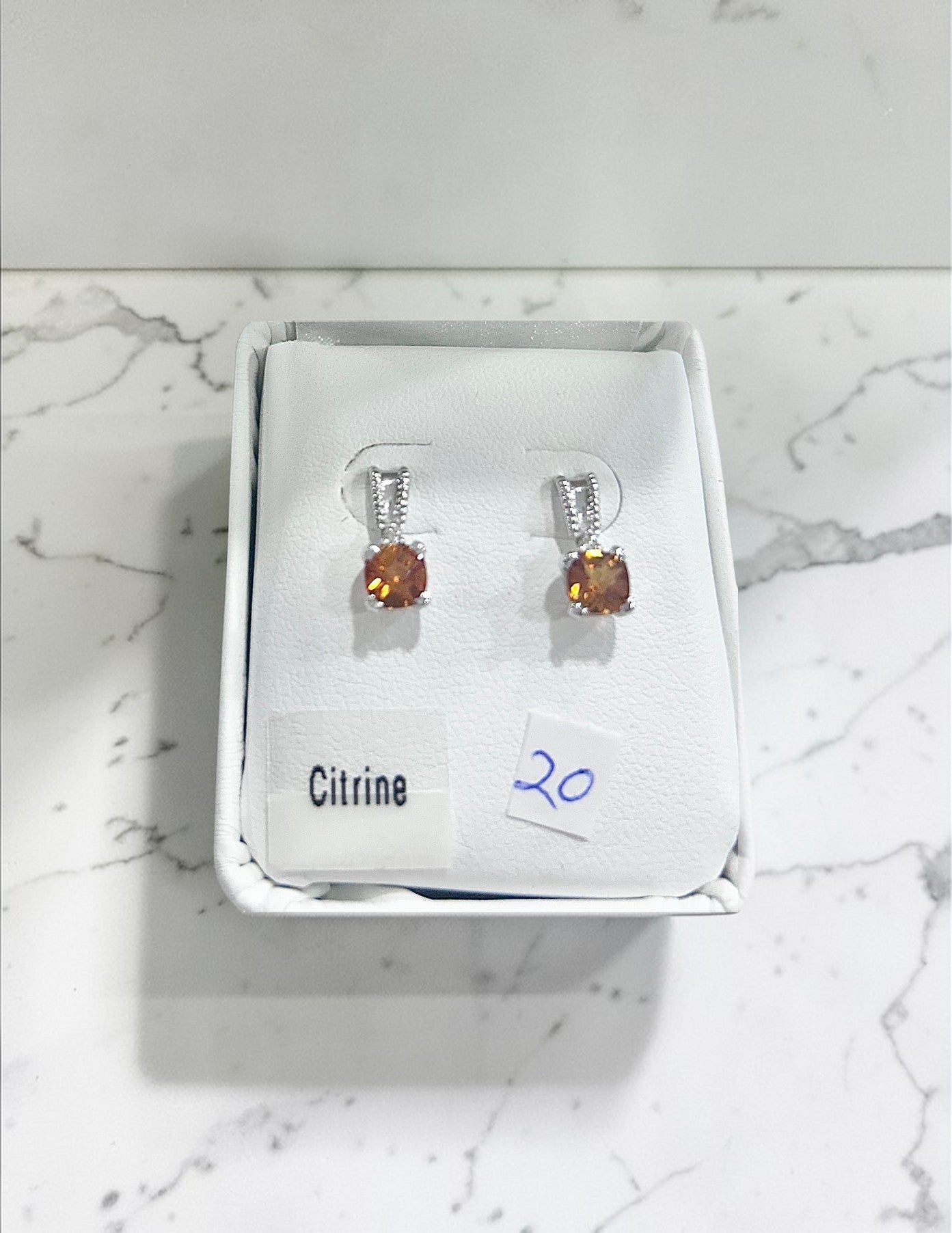 White Gold Citrine Earrings