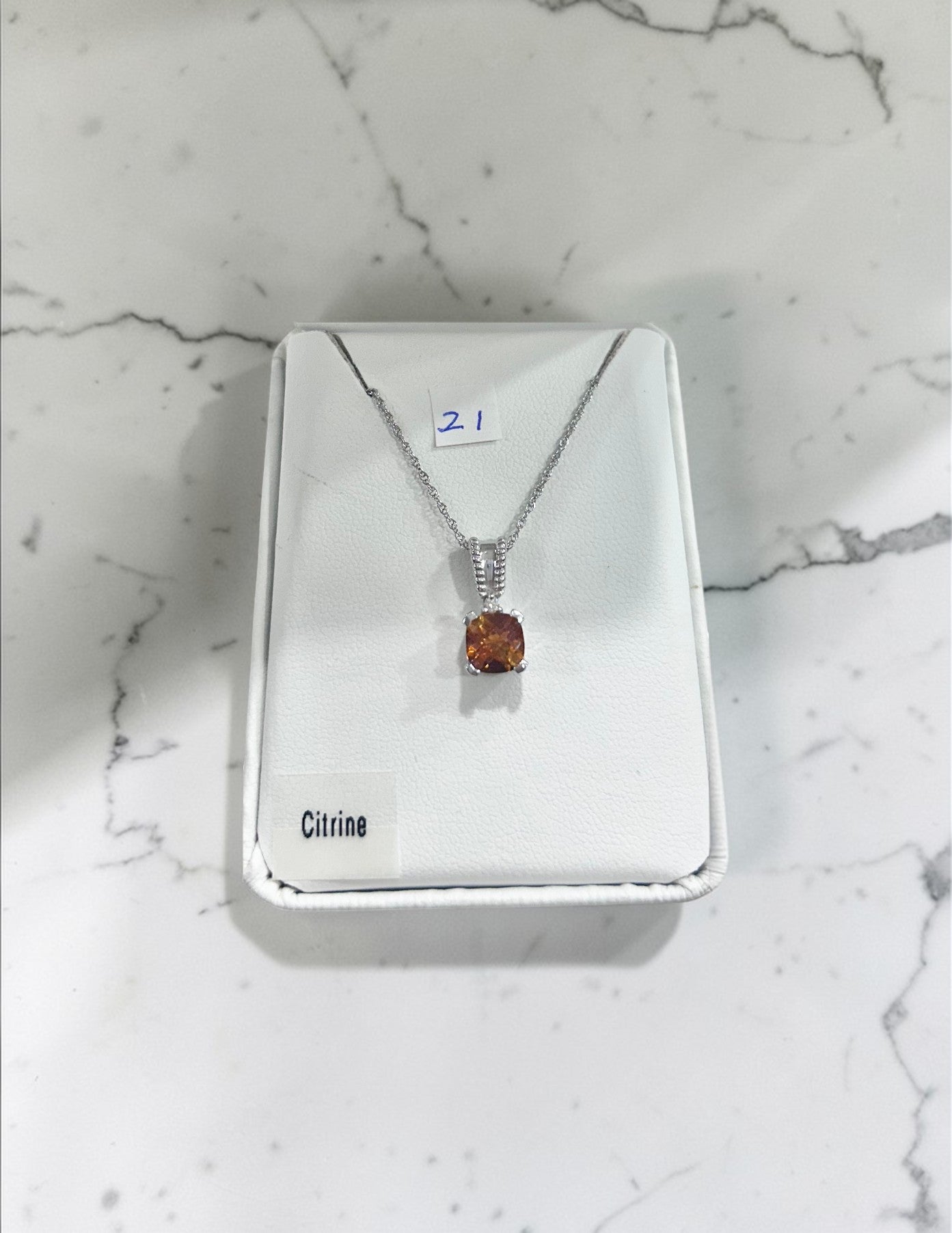 White Gold Citrine Necklace